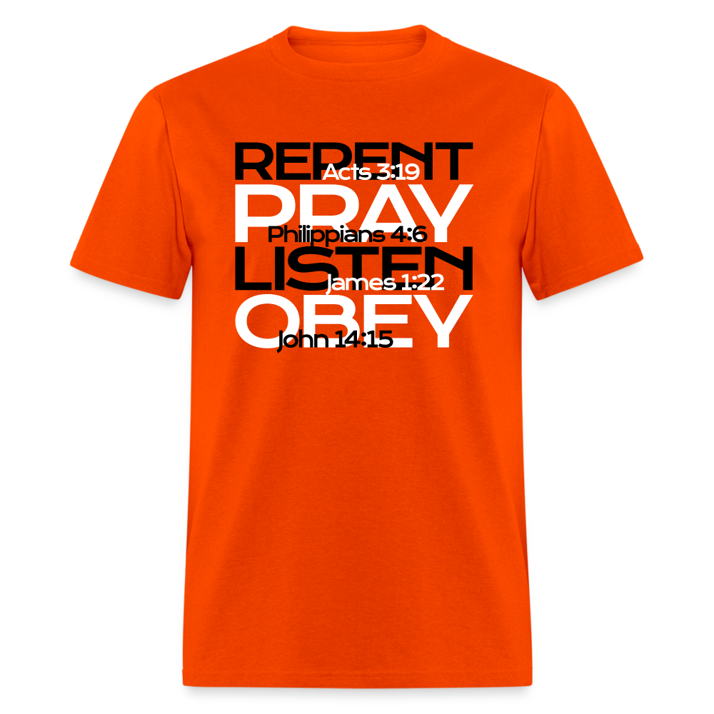 Repent Pray Listen Obey w/Scripture - orange
