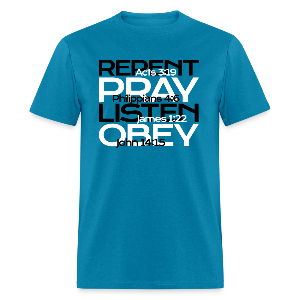 Repent Pray Listen Obey w/Scripture - turquoise