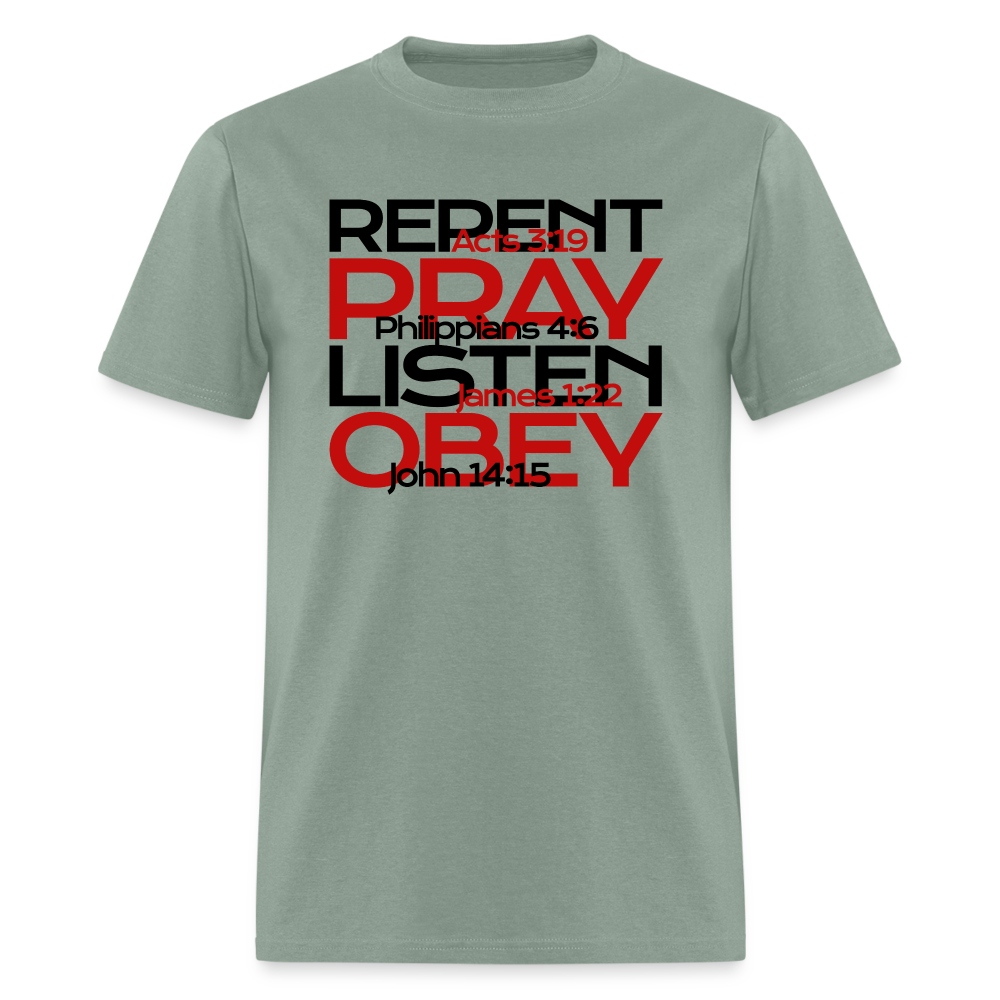 Repent Pray Listen Obey w/Scripture - sage