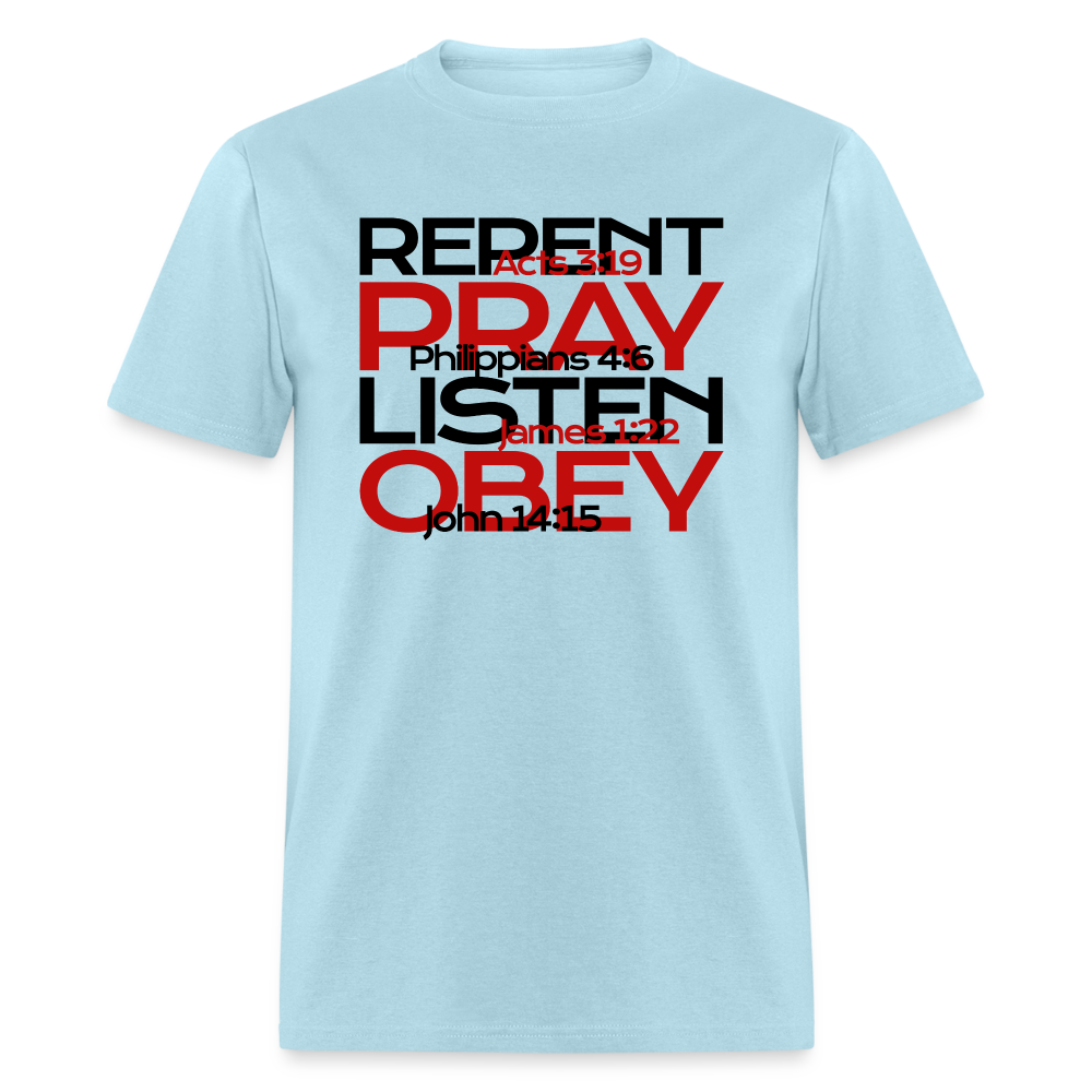 Repent Pray Listen Obey w/Scripture - powder blue