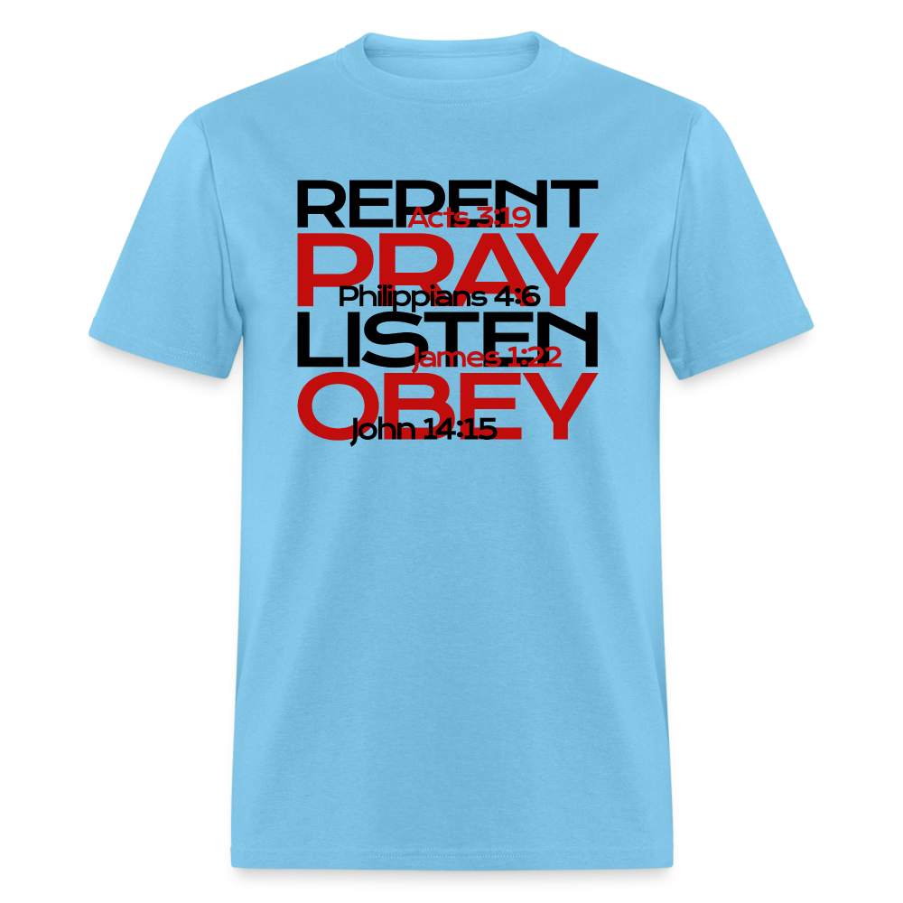 Repent Pray Listen Obey w/Scripture - aquatic blue