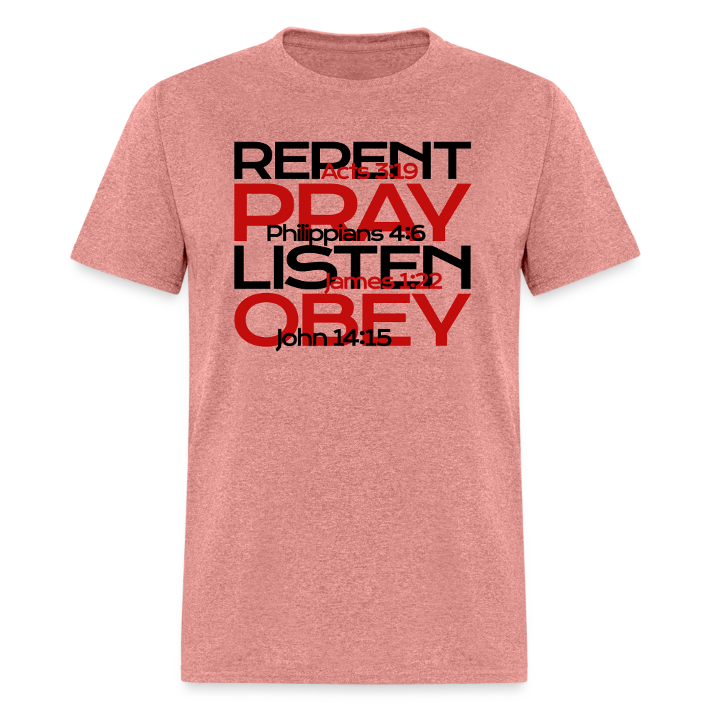 Repent Pray Listen Obey w/Scripture - heather mauve