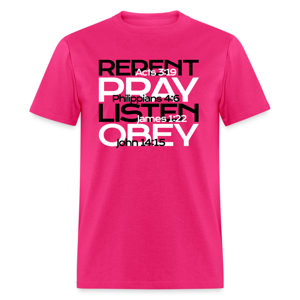 Repent Pray Listen Obey w/Scripture - fuchsia