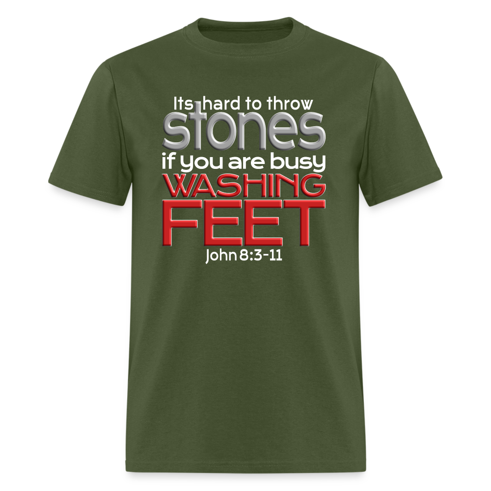 Throwing Stones or Washing Feet - military green