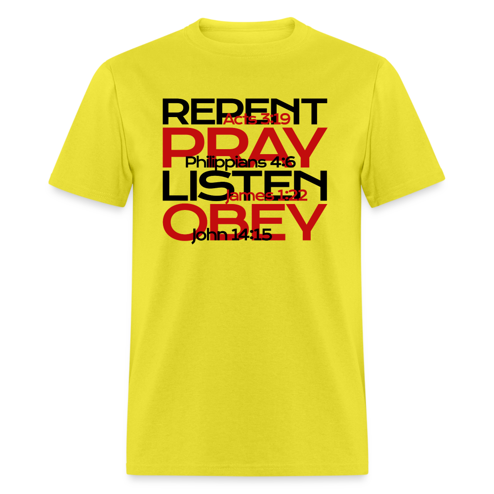 Repent Pray Listen Obey w/Scripture - yellow