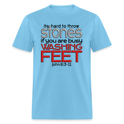Throwing Stones or Washing Feet - aquatic blue