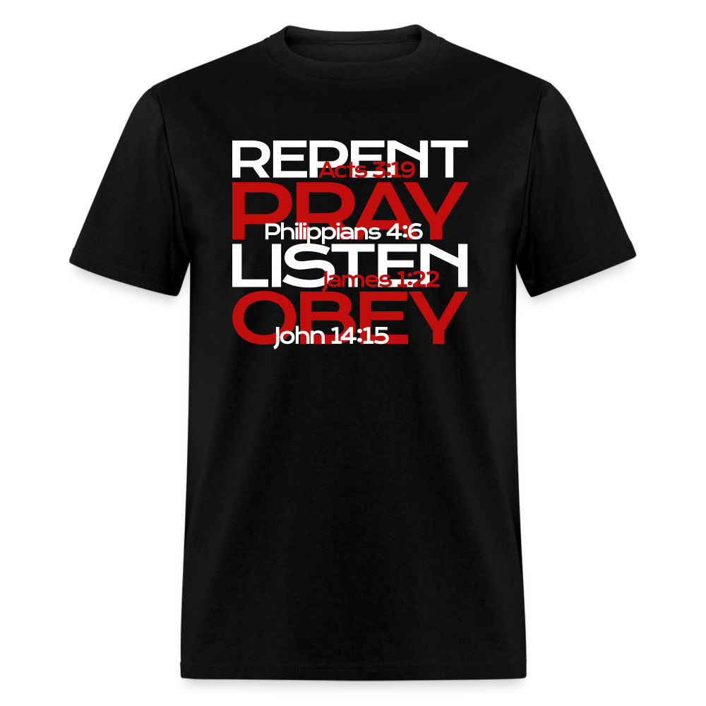 Repent Pray Listen Obey w/Scripture - black