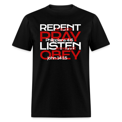 Repent Pray Listen Obey w/Scripture - black