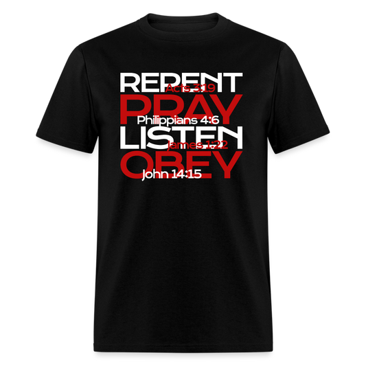 Repent Pray Listen Obey w/Scripture - black