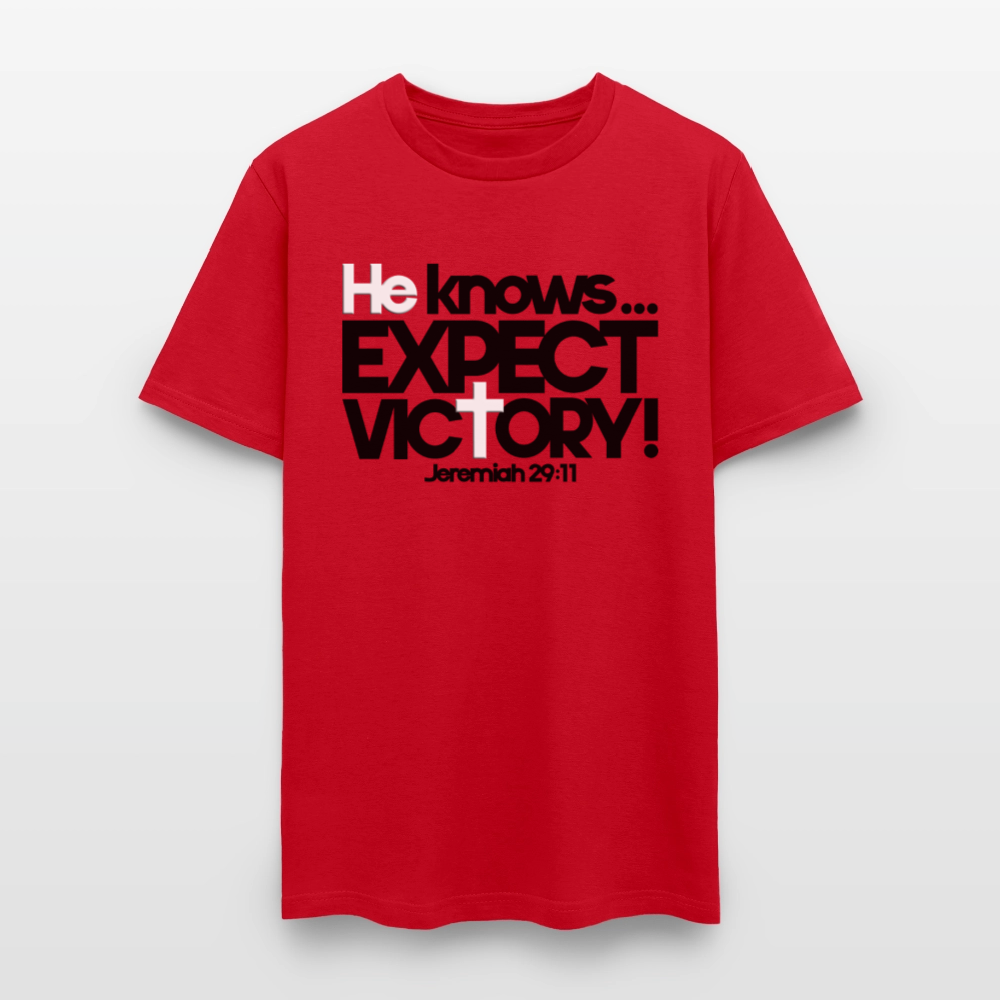 He Knows Expect Victory - red