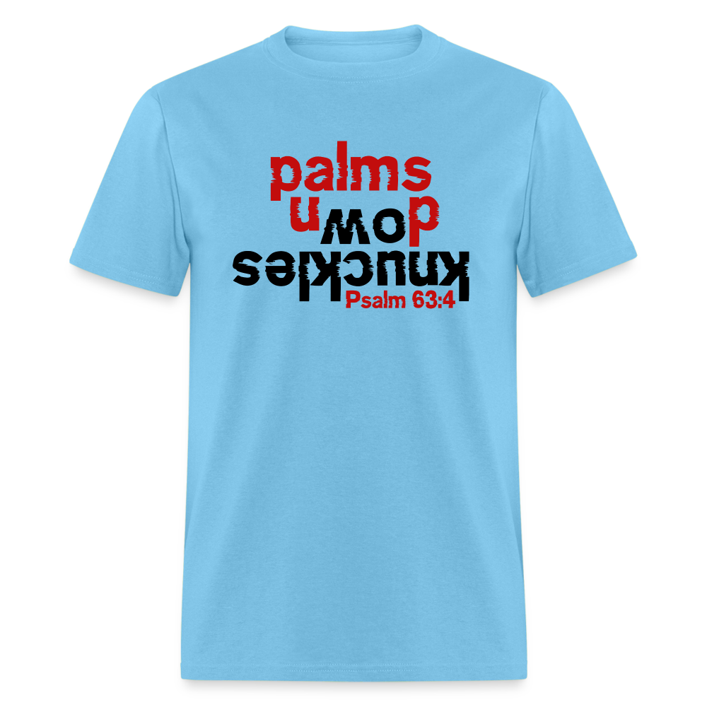 Knuckles Down Palms Up - aquatic blue