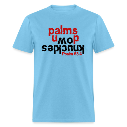 Knuckles Down Palms Up - aquatic blue
