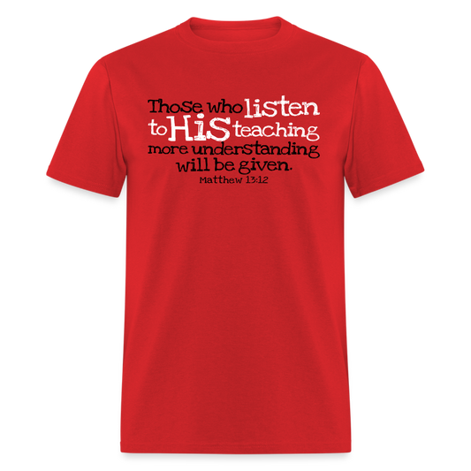 Listen to His Teaching - red