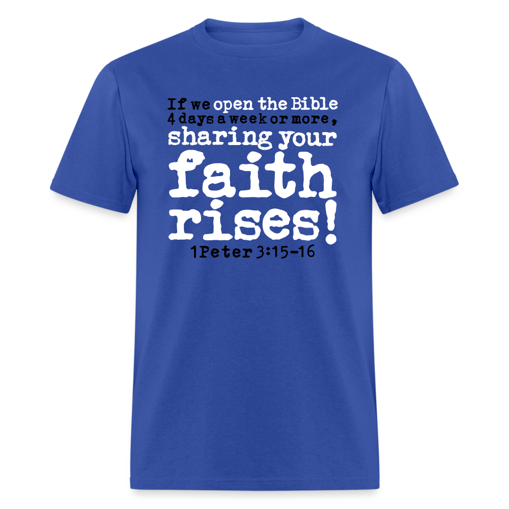 Open Bible Sharing Faith Rises - royal blue