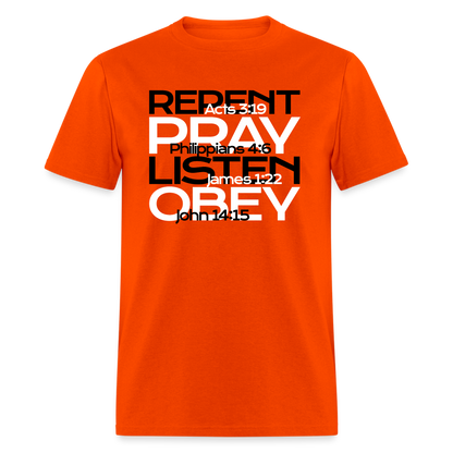 Repent Pray Listen Obey w/Scripture - orange