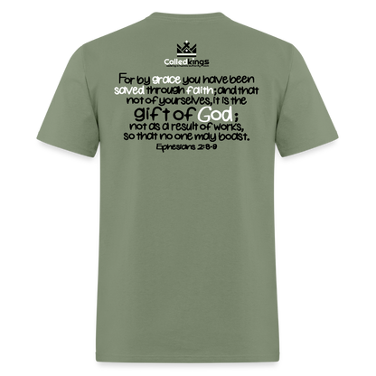 Only Thing We Contribute To Our Salvation - military green