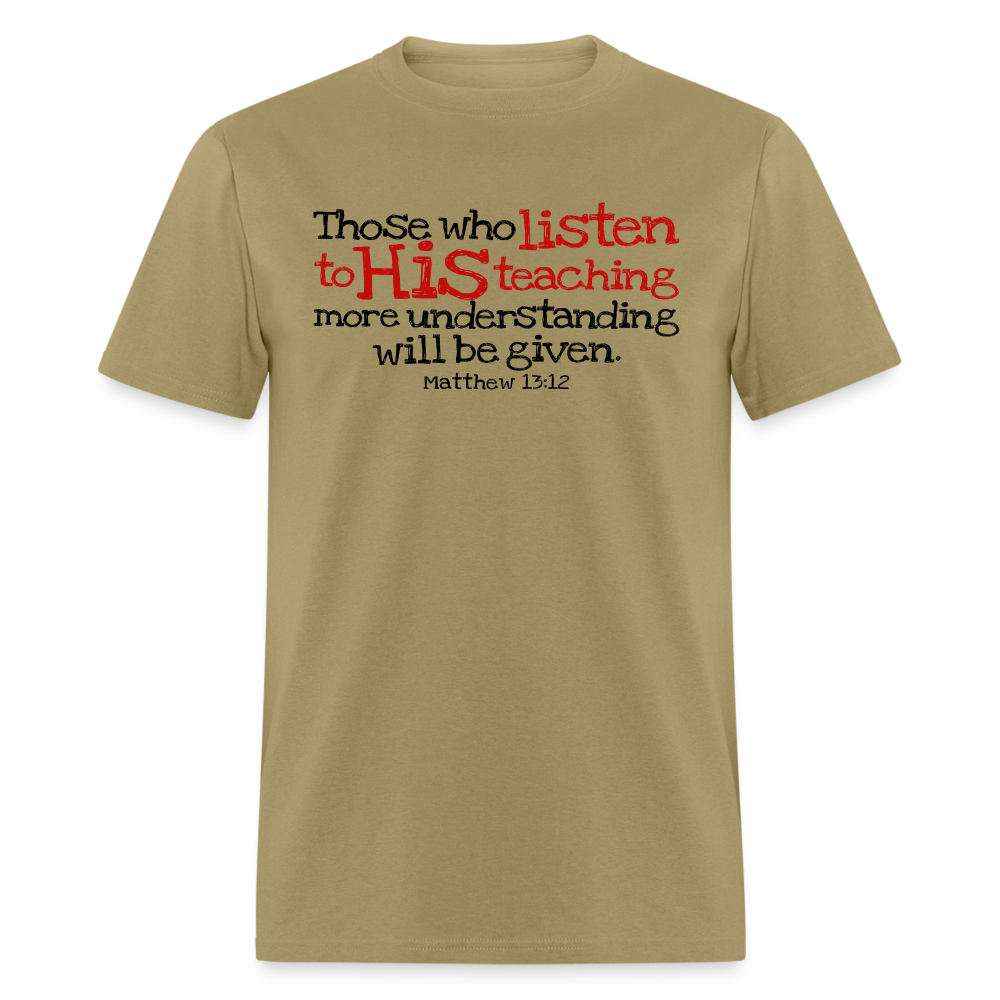 Listen to His Teaching - khaki