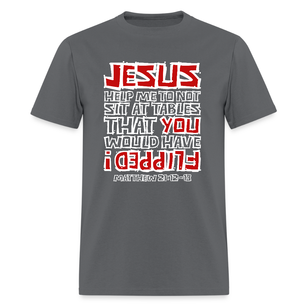 Jesus Flipped - charcoal