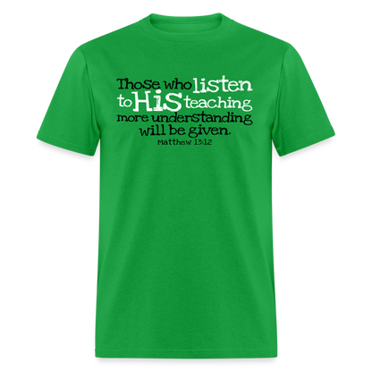 Listen to His Teaching - bright green