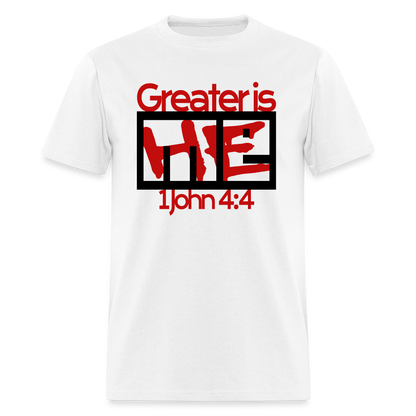 Greater is He in Me - white