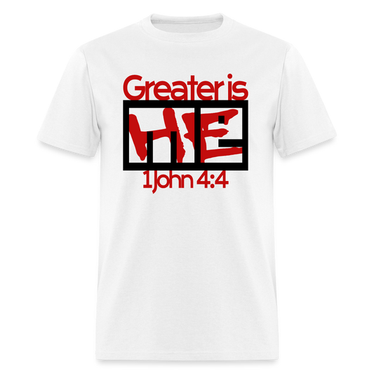 Greater is He in Me - white