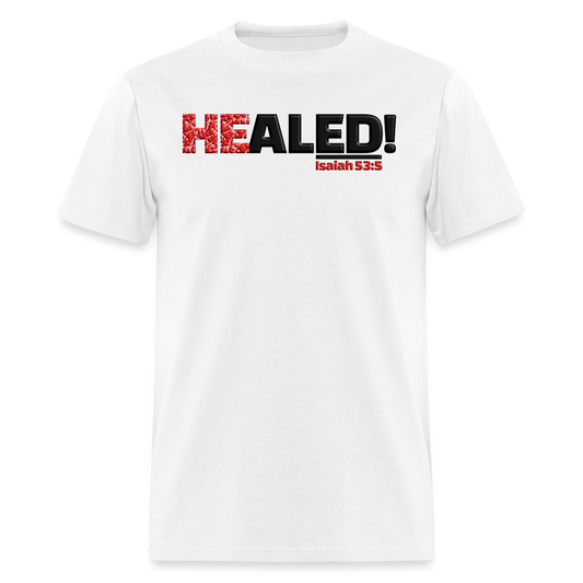 He Healed - white