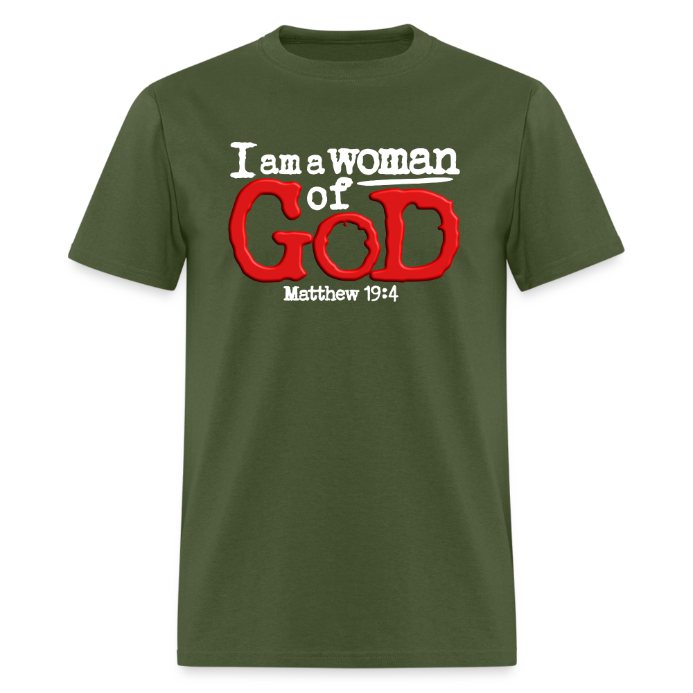I Am a Woman of God - military green