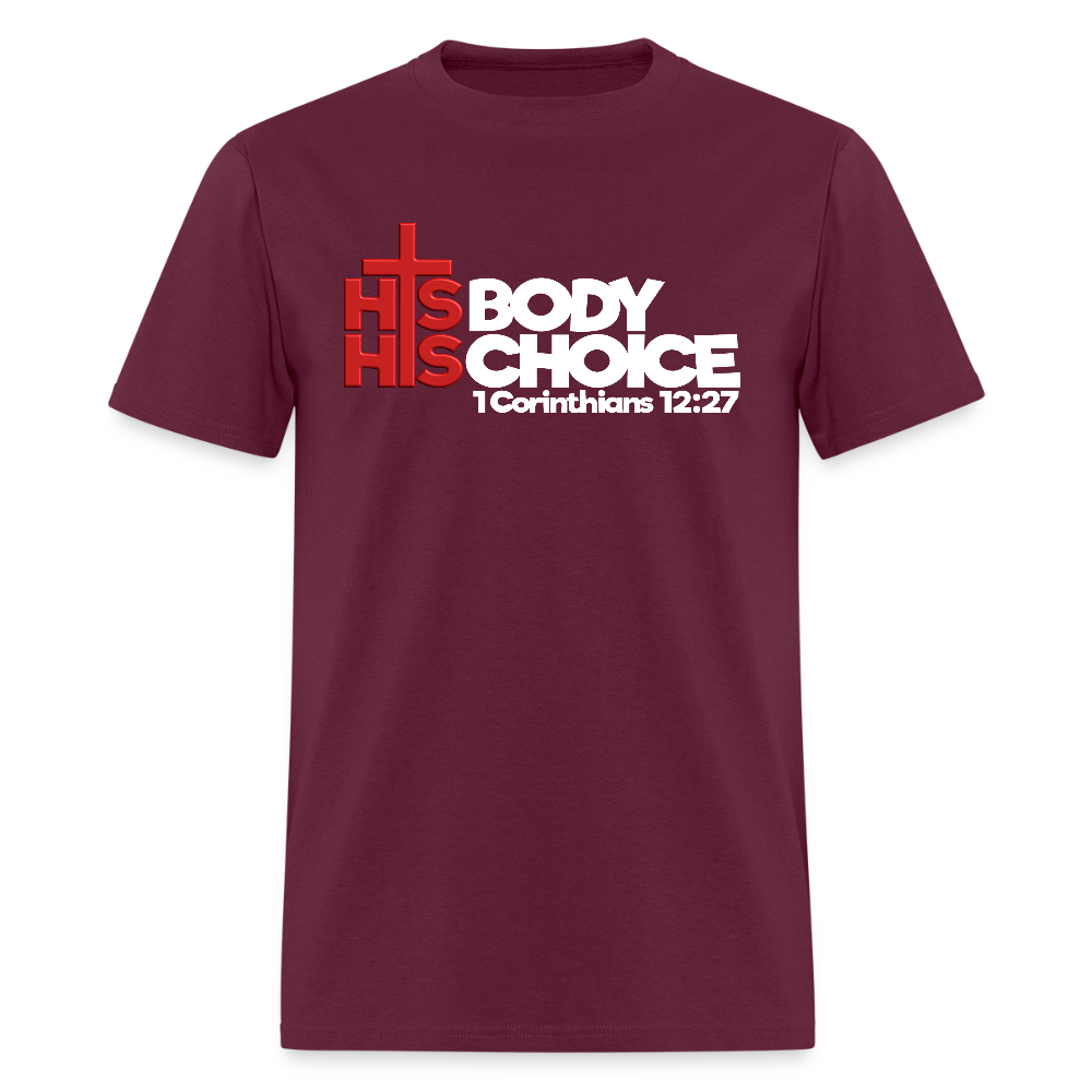His Body His Choice - burgundy