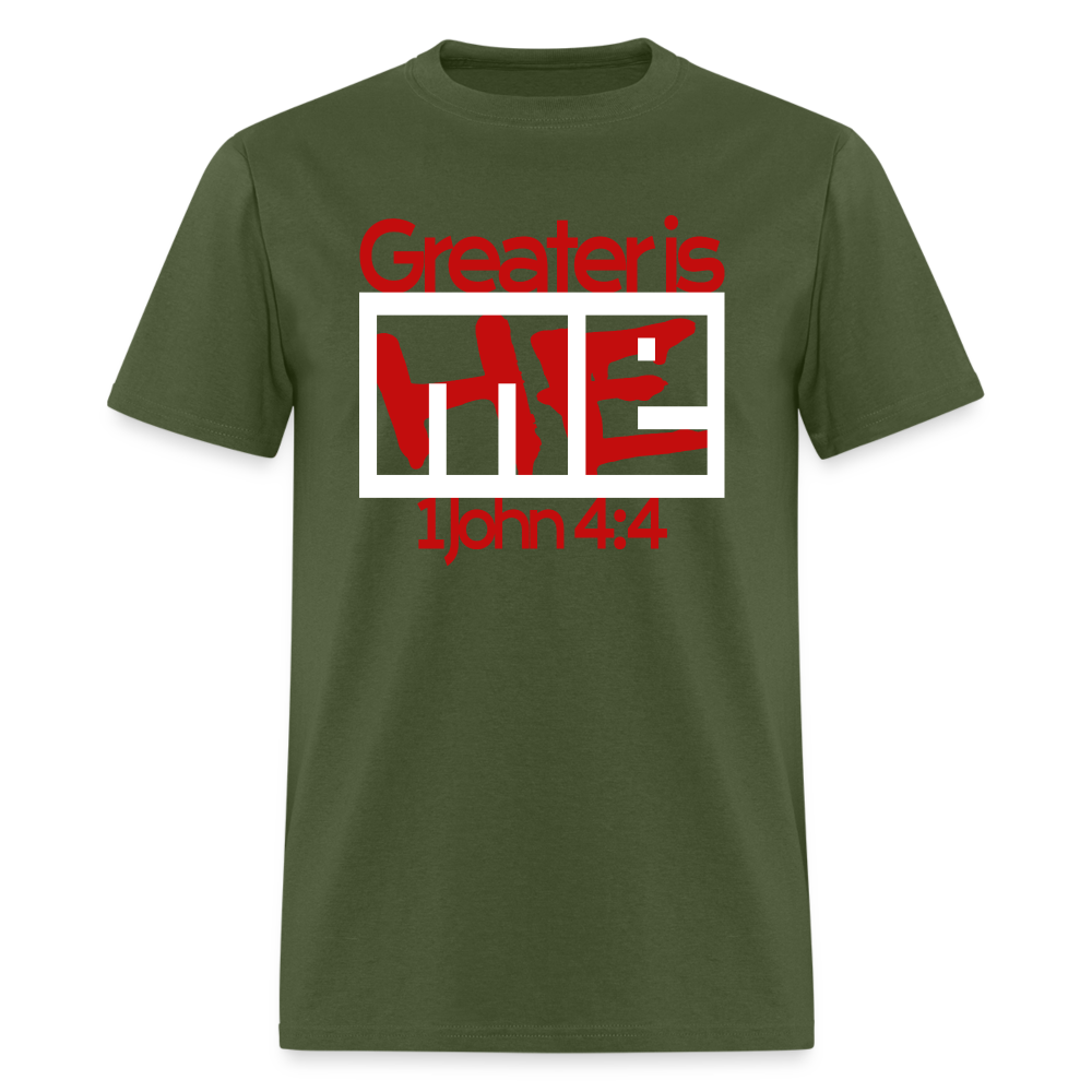 Greater is He in Me - military green