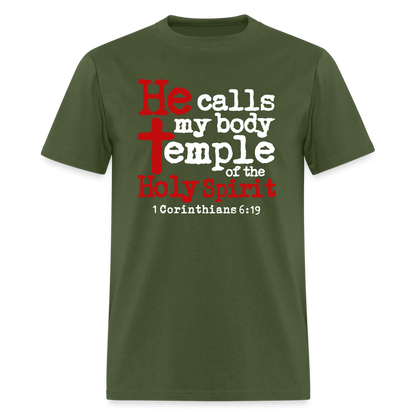 He Calls My Body Temple - military green