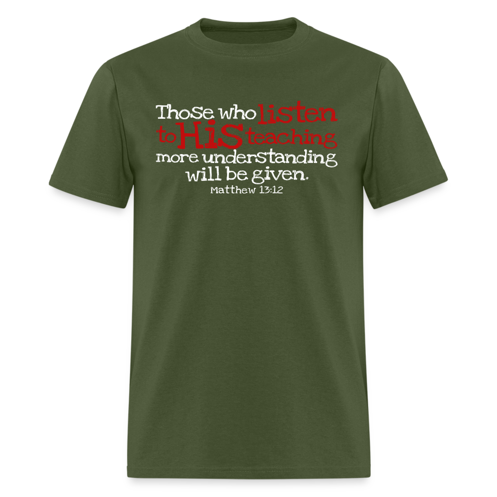 Listen to His Teaching - military green