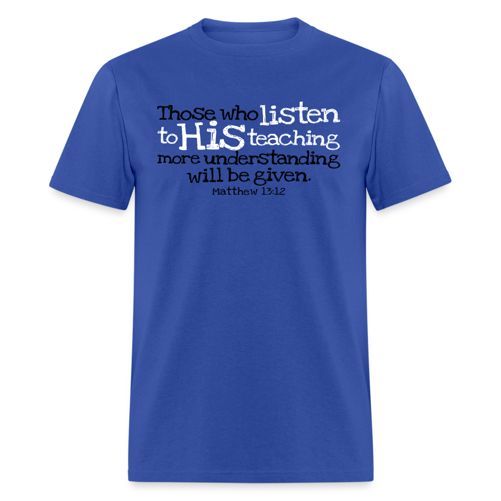 Listen to His Teaching - royal blue