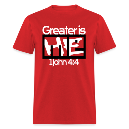 Greater is He in Me - red