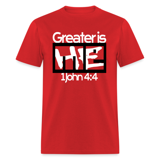 Greater is He in Me - red