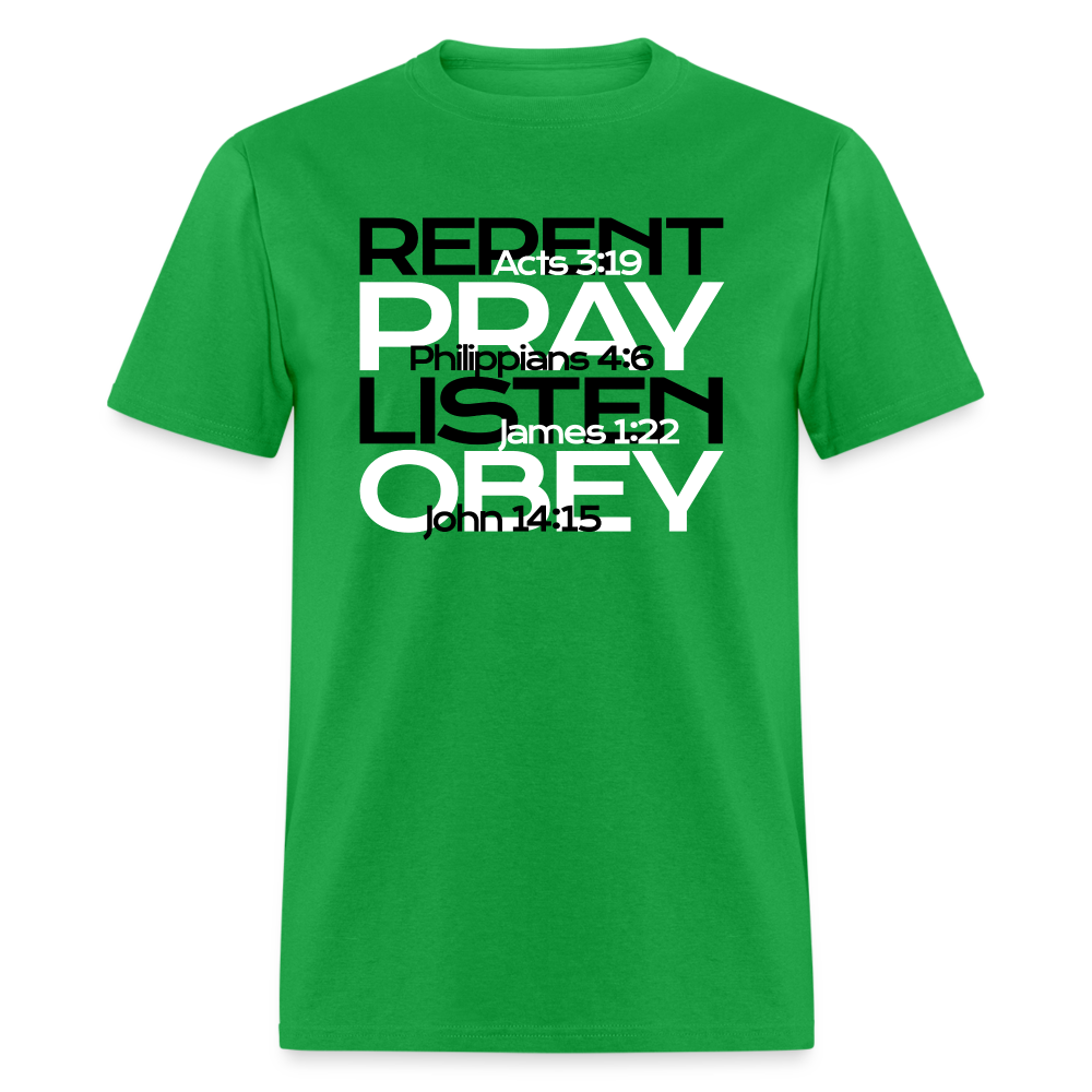 Repent Pray Listen Obey w/Scripture - bright green