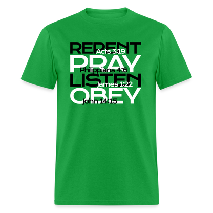 Repent Pray Listen Obey w/Scripture - bright green