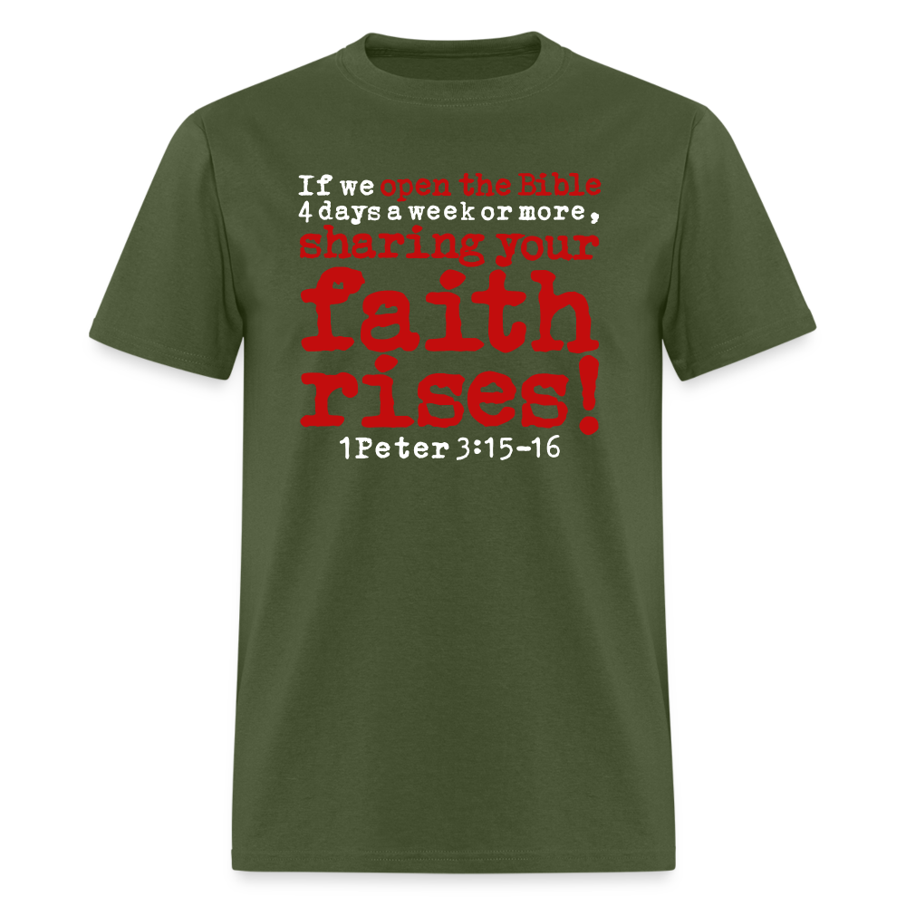 Open Bible Sharing Faith Rises - military green