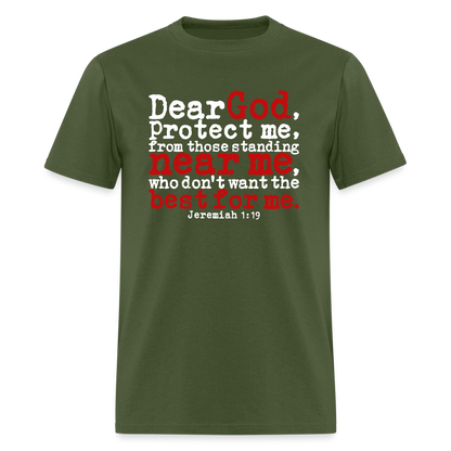 Dear God Protect Me - military green