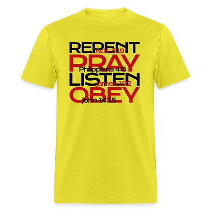 Repent Pray Listen Obey w/Scripture - yellow