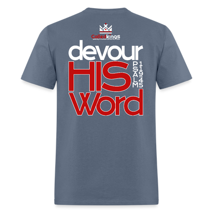 WTBSF? Devour His Word - denim