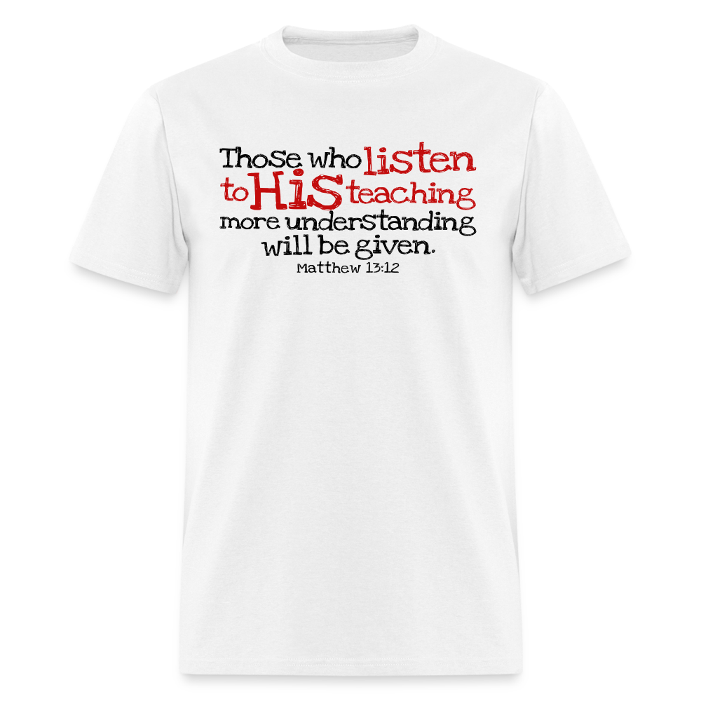 Listen to His Teaching - white